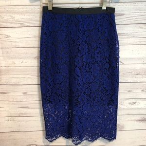 NWT TOPSHOP Pencil Lace Blue skirt
